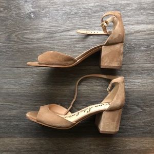 Sz 8.5 Sam Edelman Platform Heel Tan Suede Sandal
